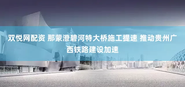 双悦网配资 那蒙澄碧河特大桥施工提速 推动贵州广西铁路建设加速